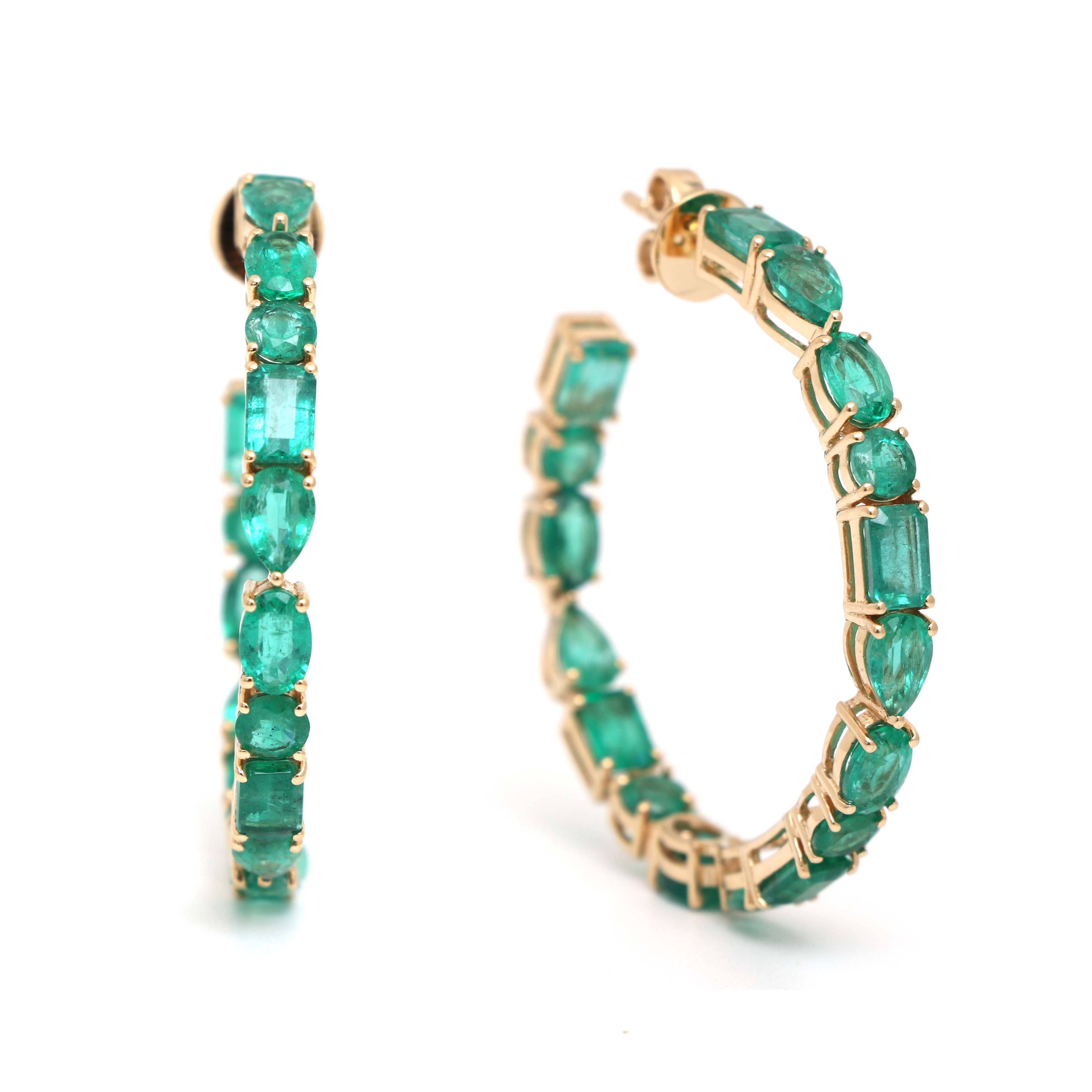 JPERG-131/1261 Emerald Hoops Earring | 18K