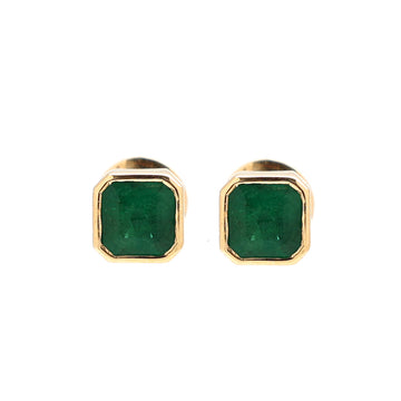JPERG-1322/5625 Emerald Square Octagon Bezel Studs Earring | 18K