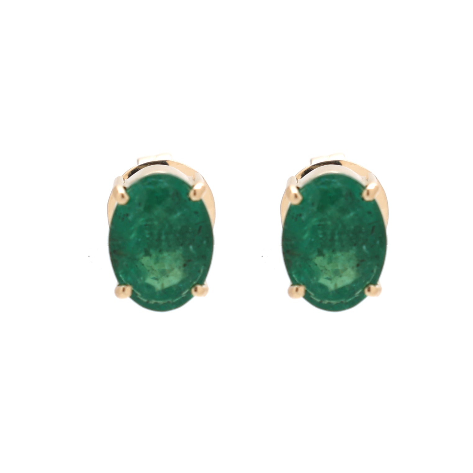 JPERG-1343/5681 Emerald Oval 7X5 Studs Earring | 14K