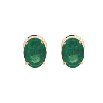 JPERG-1343/5681 Emerald Oval 7X5 Studs Earring | 14K