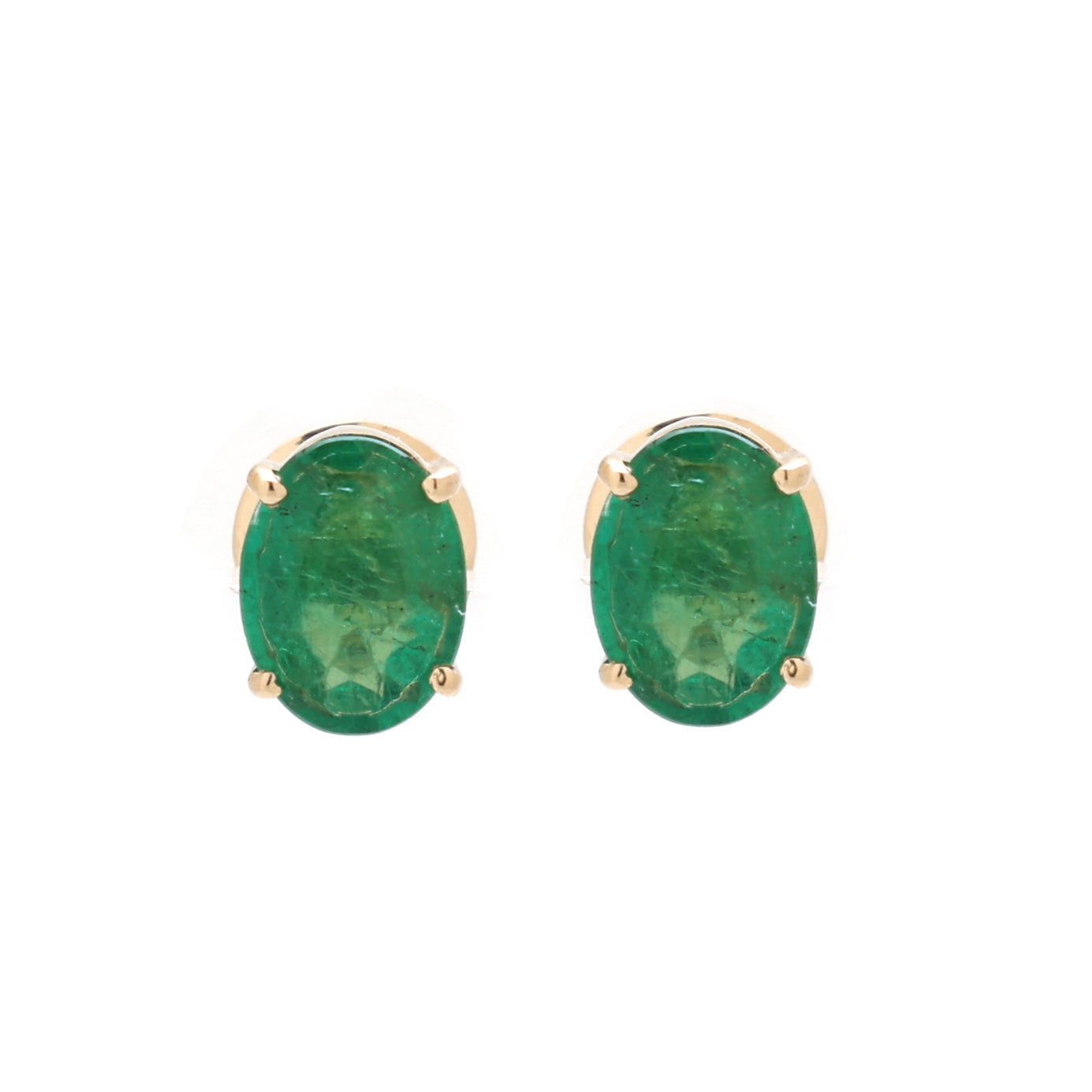 JPERG-1344/5682 Emerald Oval 7X5 Studs Earring | 14K