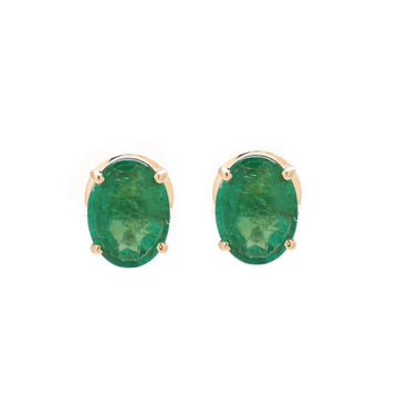JPERG-1344/5682 Emerald Oval 7X5 Studs Earring | 14K