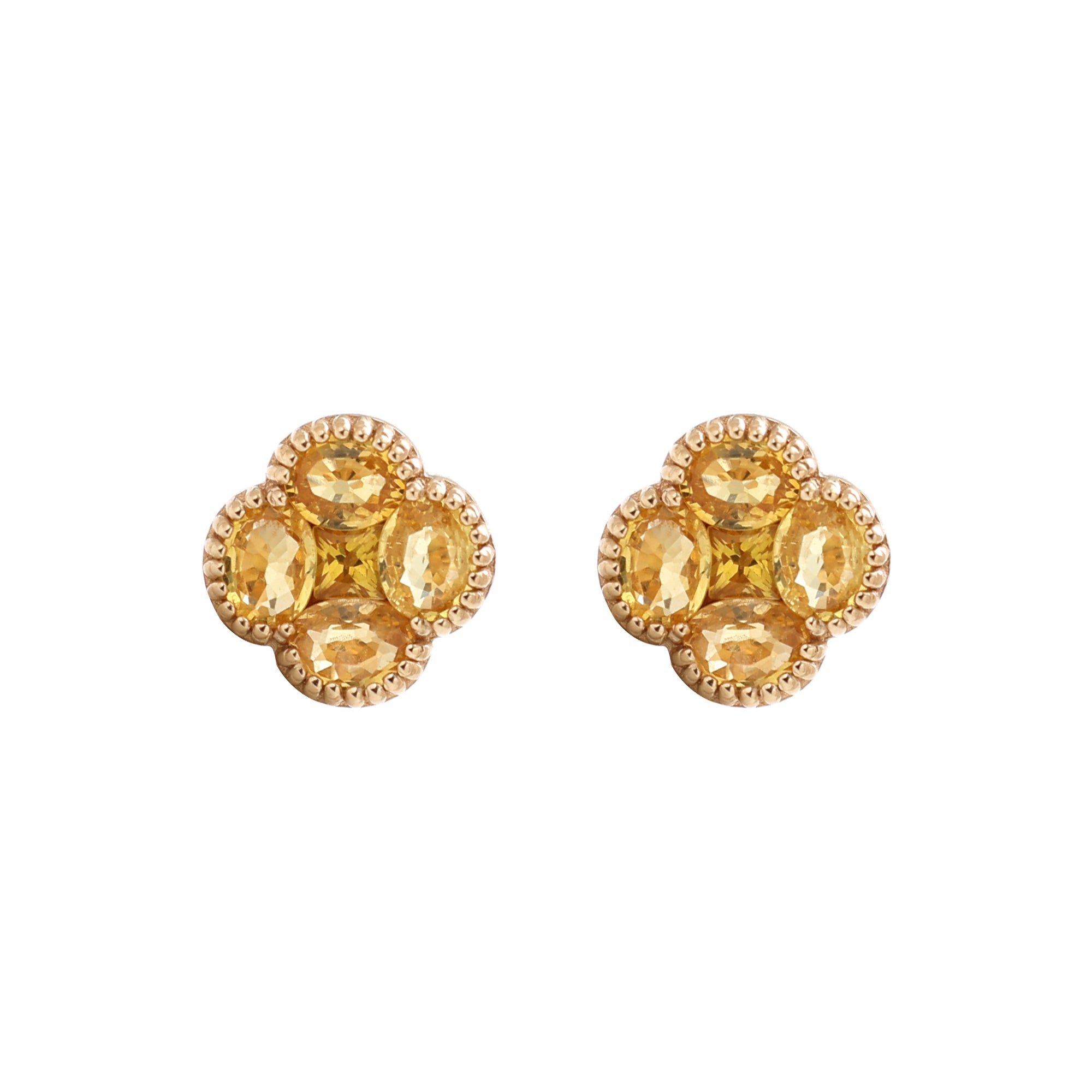 JPERG-1363/5709 Yellow Sapphire Oval 4X3 Studs Earring | 14K
