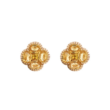 JPERG-1363/5709 Yellow Sapphire Oval 4X3 Studs Earring | 14K