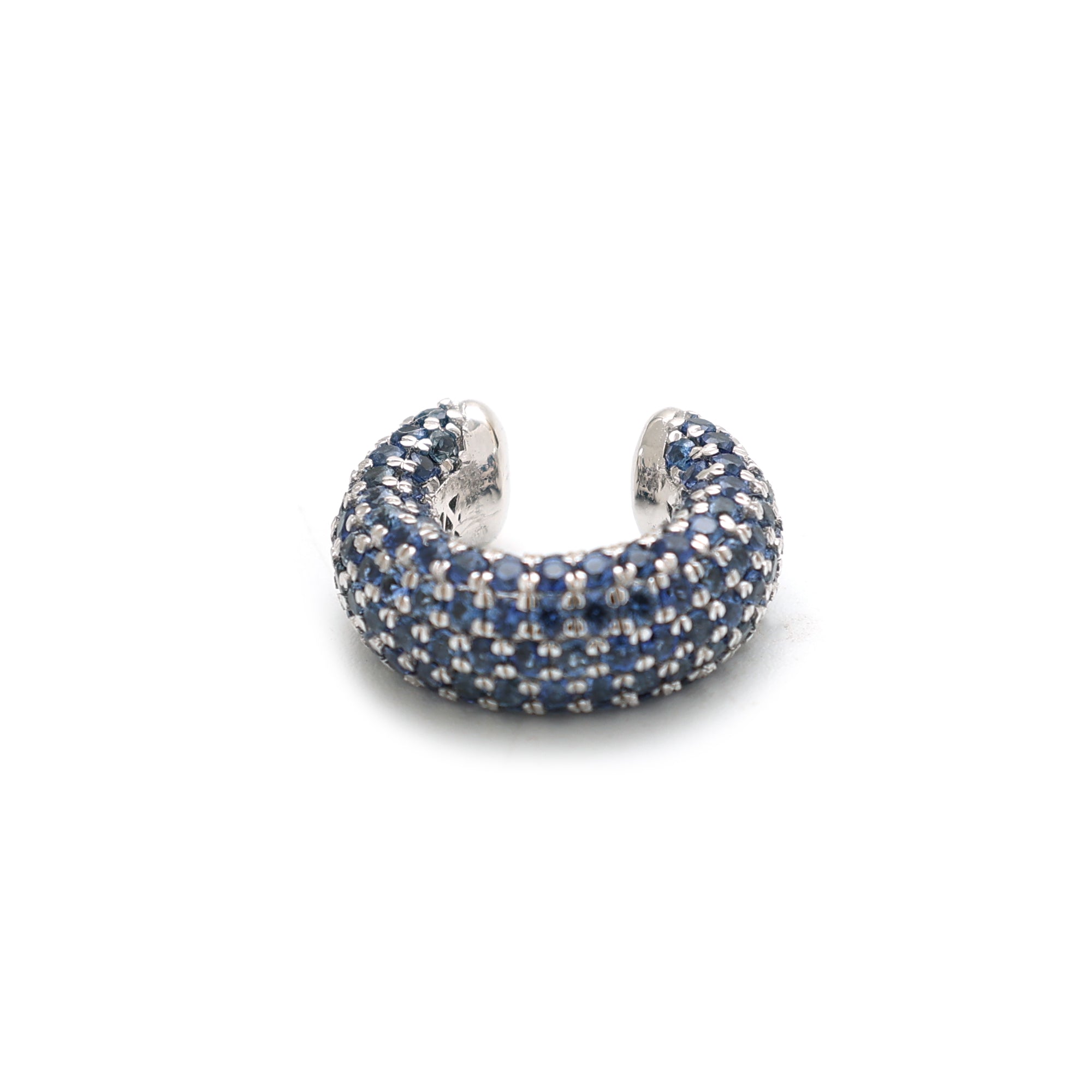 JPERG-1367/5729 Blue Sapphire Round Pave Cuff Earring | 14K