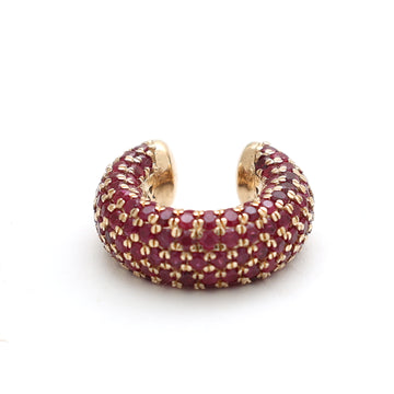 JPERG-1368/5730 Ruby Round Pave Cuff Earring | 14K