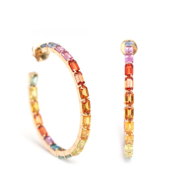 JPERG-136/1266 Rainbow Hoops Earring | 18K