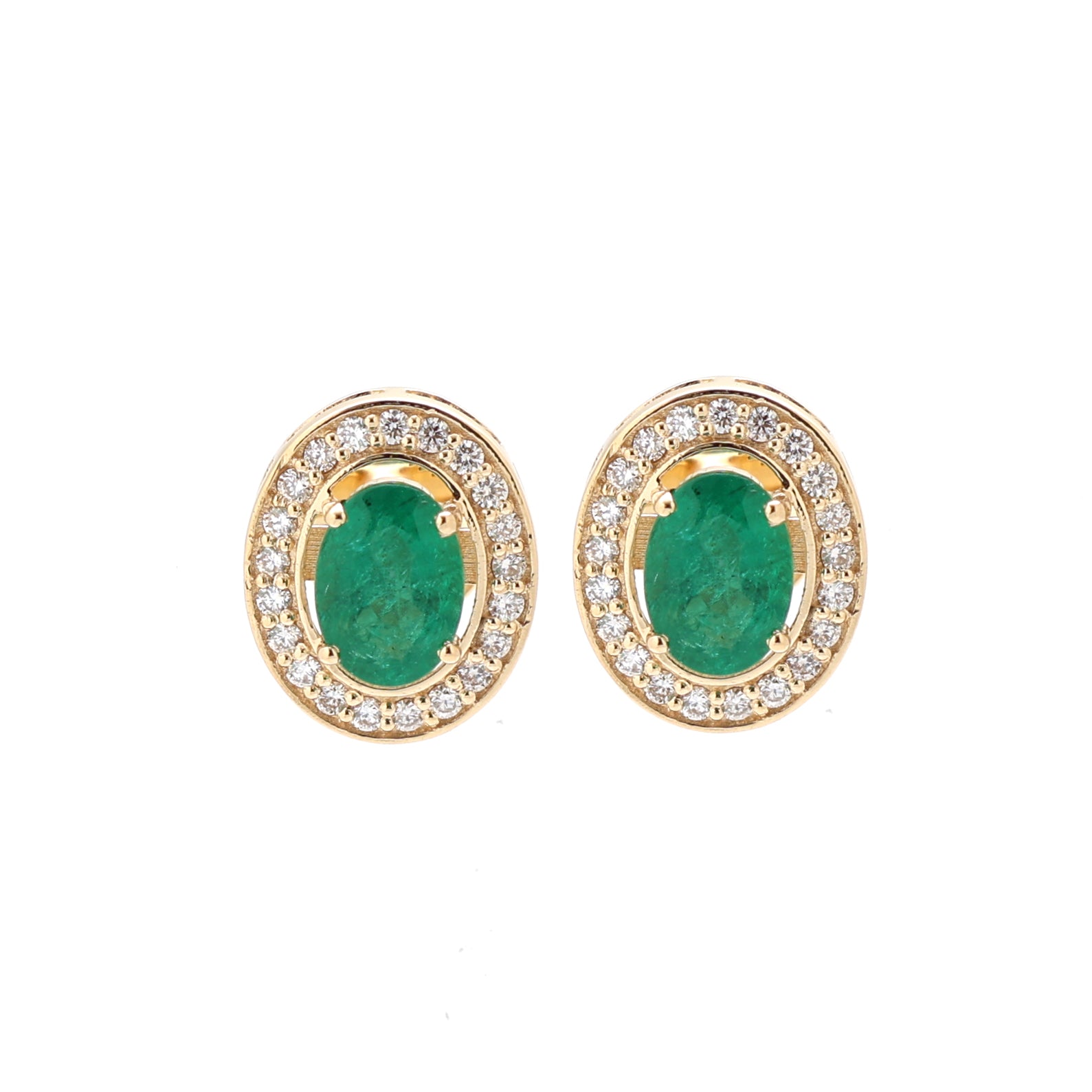 JPERG-1374/5736 Emerald Oval 6X4 With Diamond Studs Earring | 18K