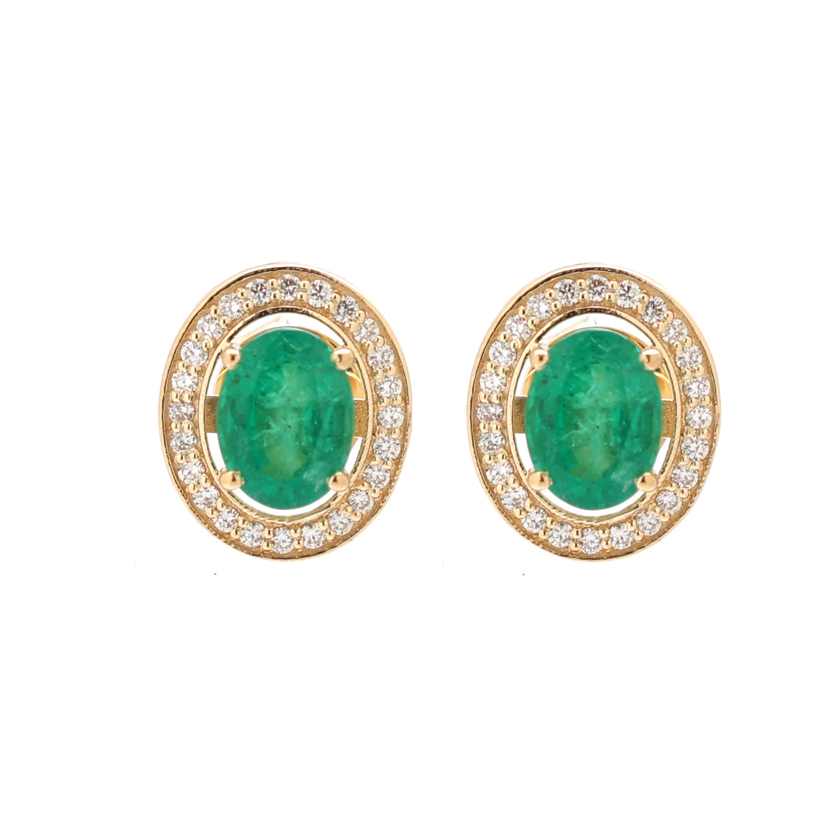 JPERG-1375/5737 Emerald Oval 7X5 With Diamond Studs Earring | 18K