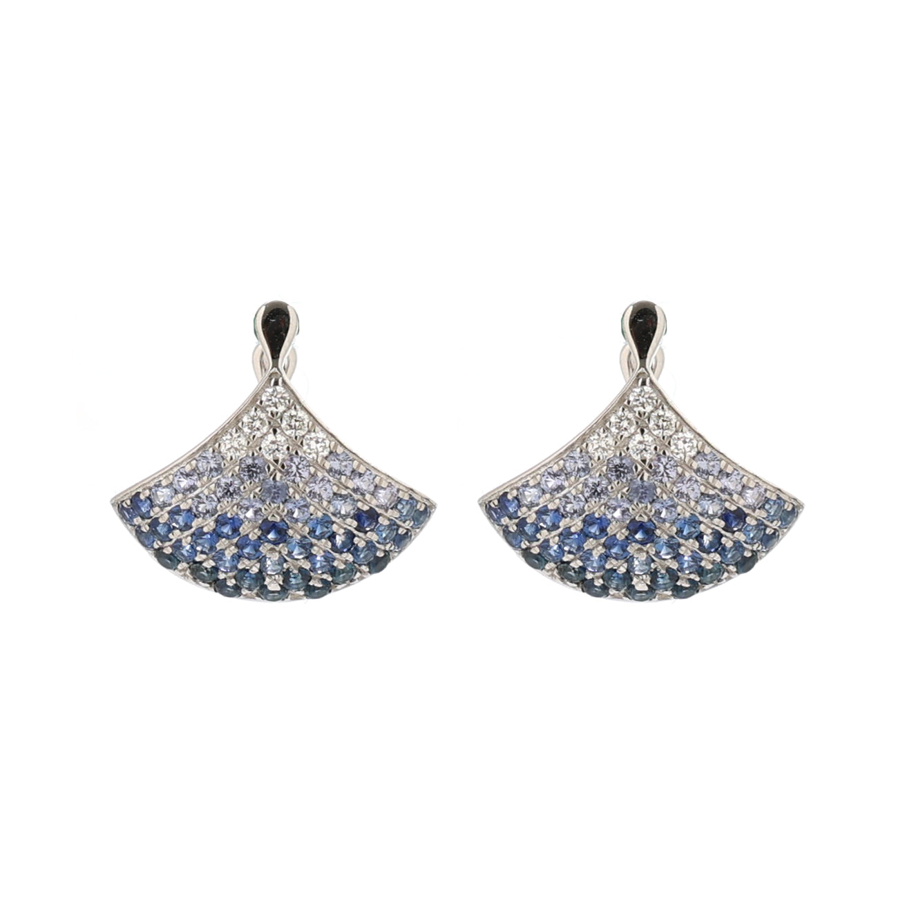 JPERG-1377/5747 Blue Sapphire Round With Diamond Hoops Earring | 14K