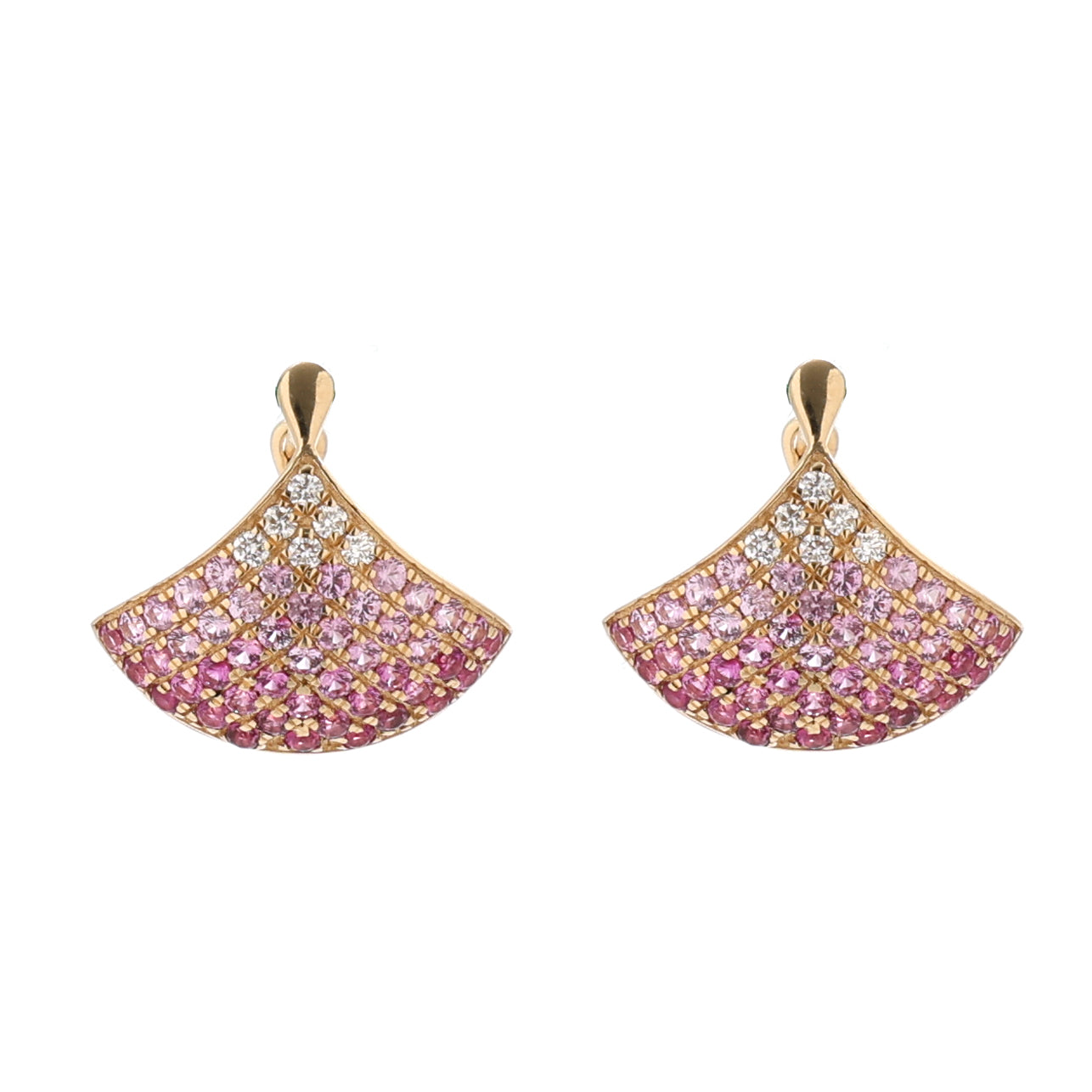 JPERG-1381/5751 Pink Sapphire Round With Diamond Hoops Earring | 14K