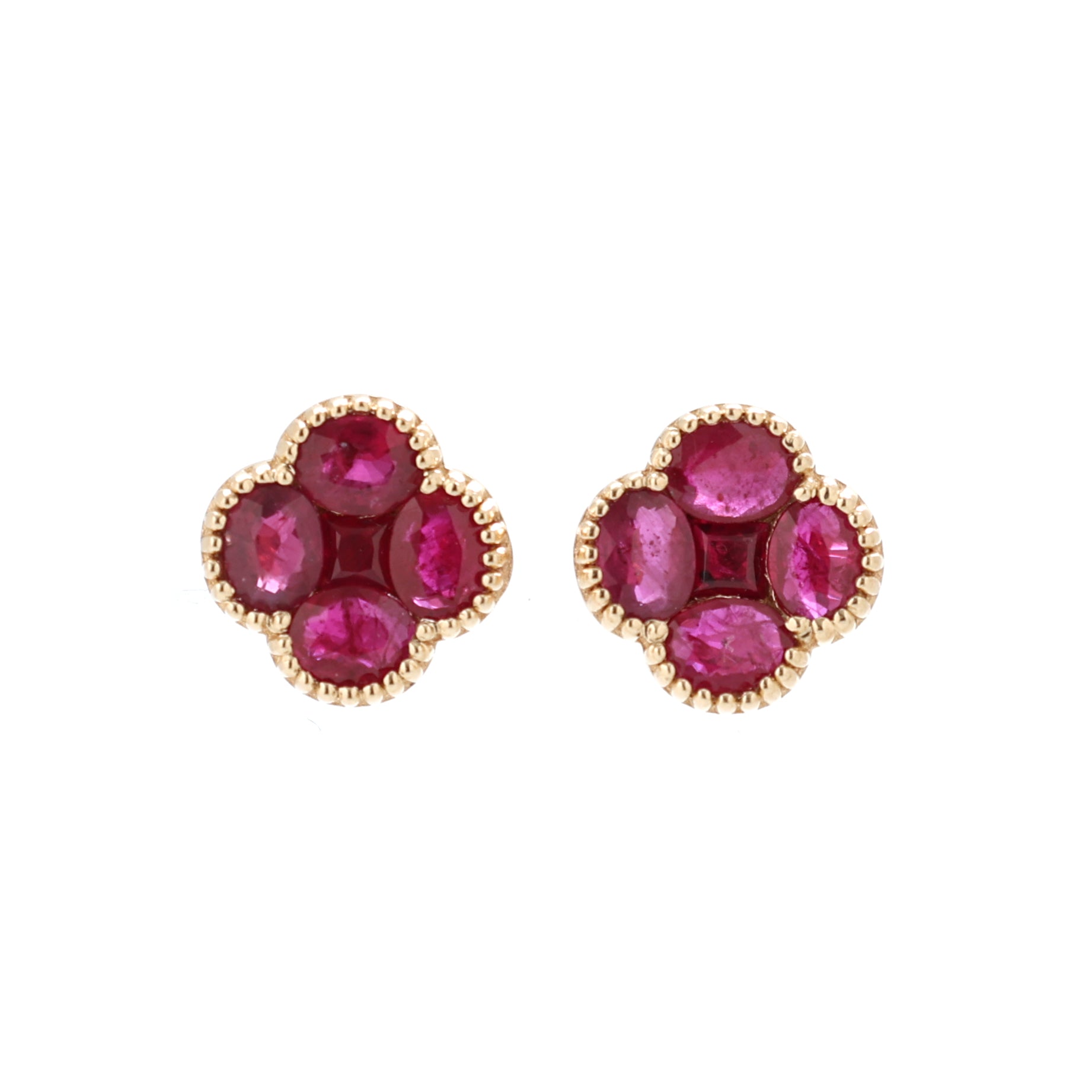 JPERG-1386/5762 Ruby Oval Square Studs Earring | 14K