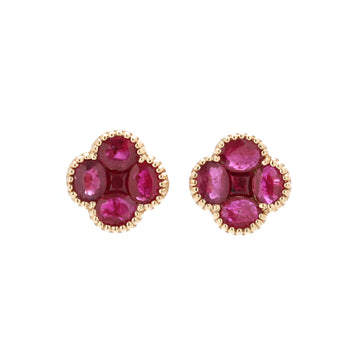 JPERG-1386/5762 Ruby Oval Square Studs Earring | 14K