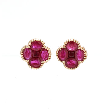JPERG-1387/5763 Ruby Oval Square Studs Earring | 14K