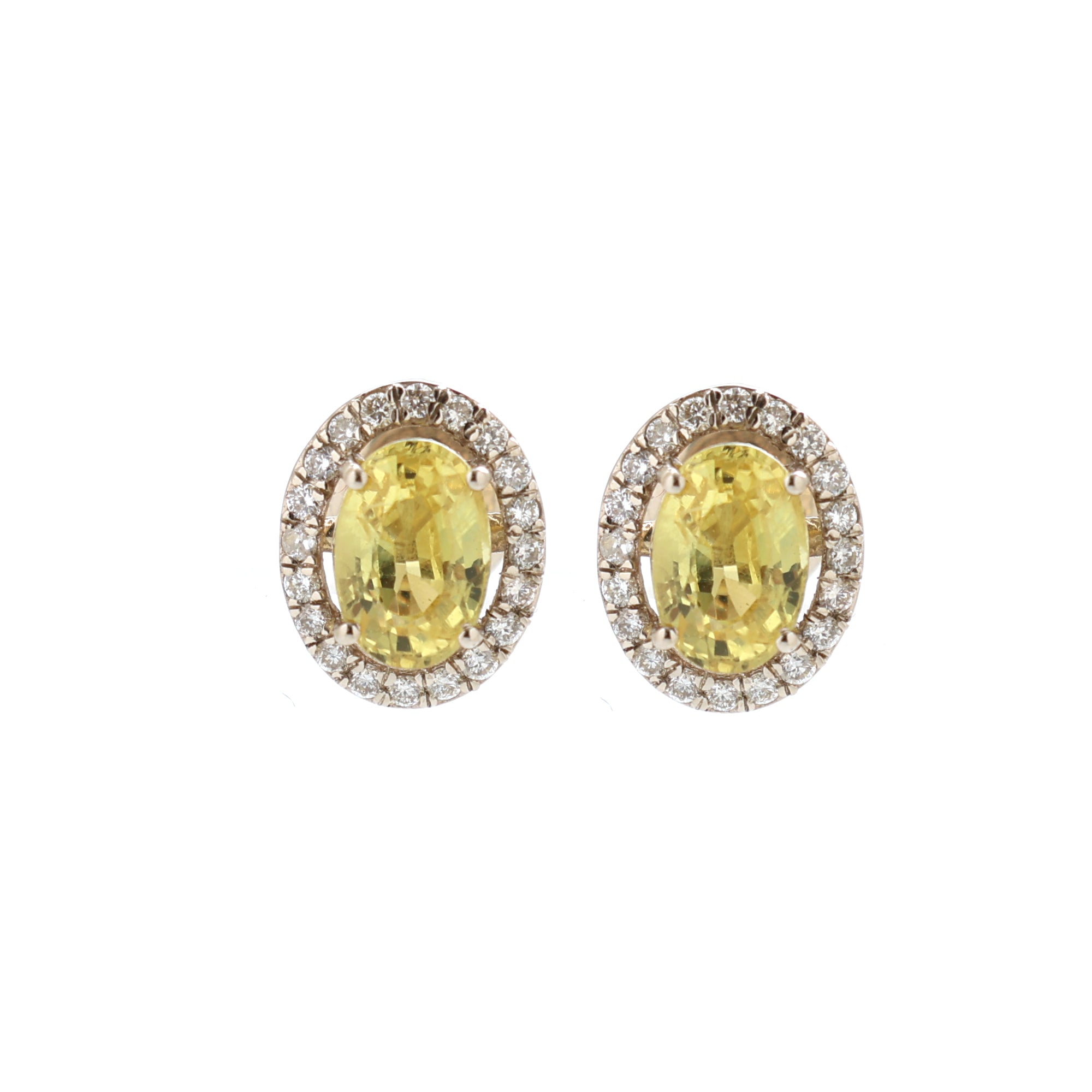 JPERG-1390/5766 Yellow Sapphire Oval 7X5 With Diamond Studs Earring | 18K