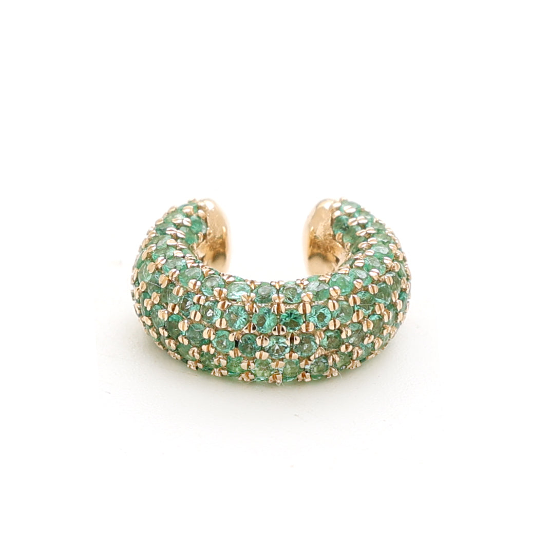 JPERG-1406/5798 Emerald Round Pave Cuff Earring | 14K