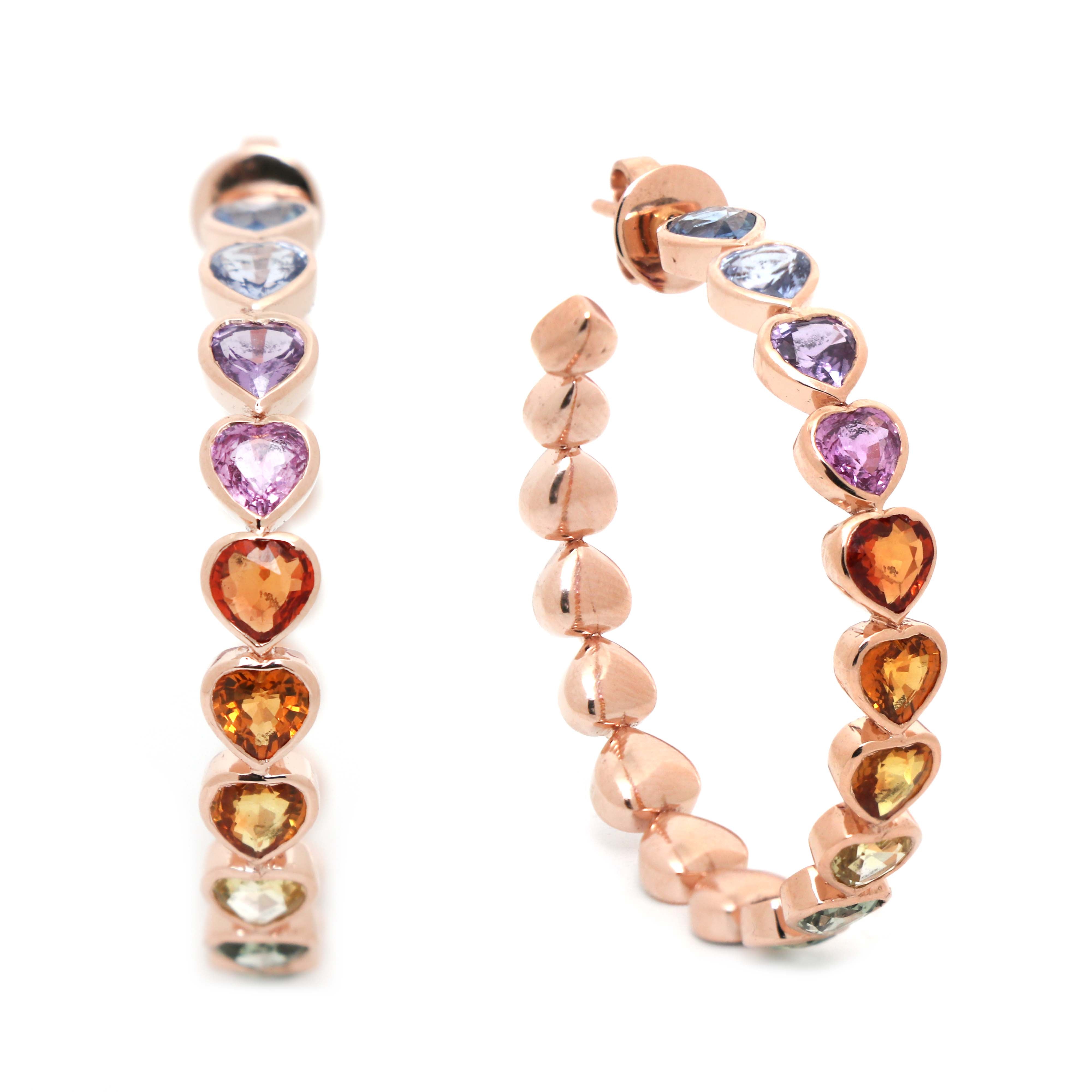 JPERG-142/1270 Rainbow Heart Earring | 18K