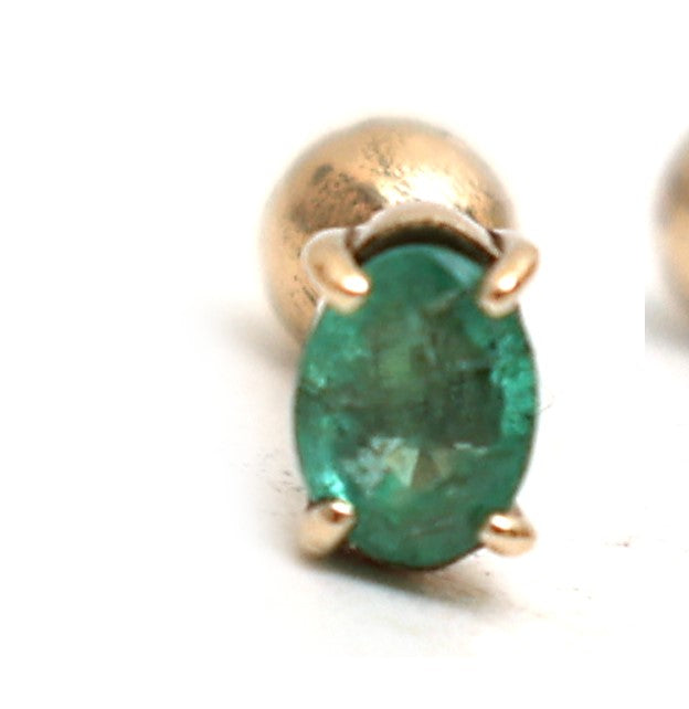 JPERG-1437/5853 Emerald Oval Piercing Earring | 14K