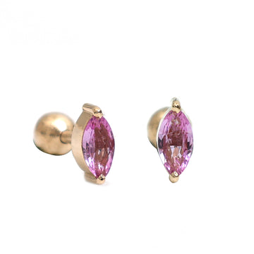 JPERG-1444/5860 Pink Sapphire Marquise 6X3 Piercing Earring | 14K