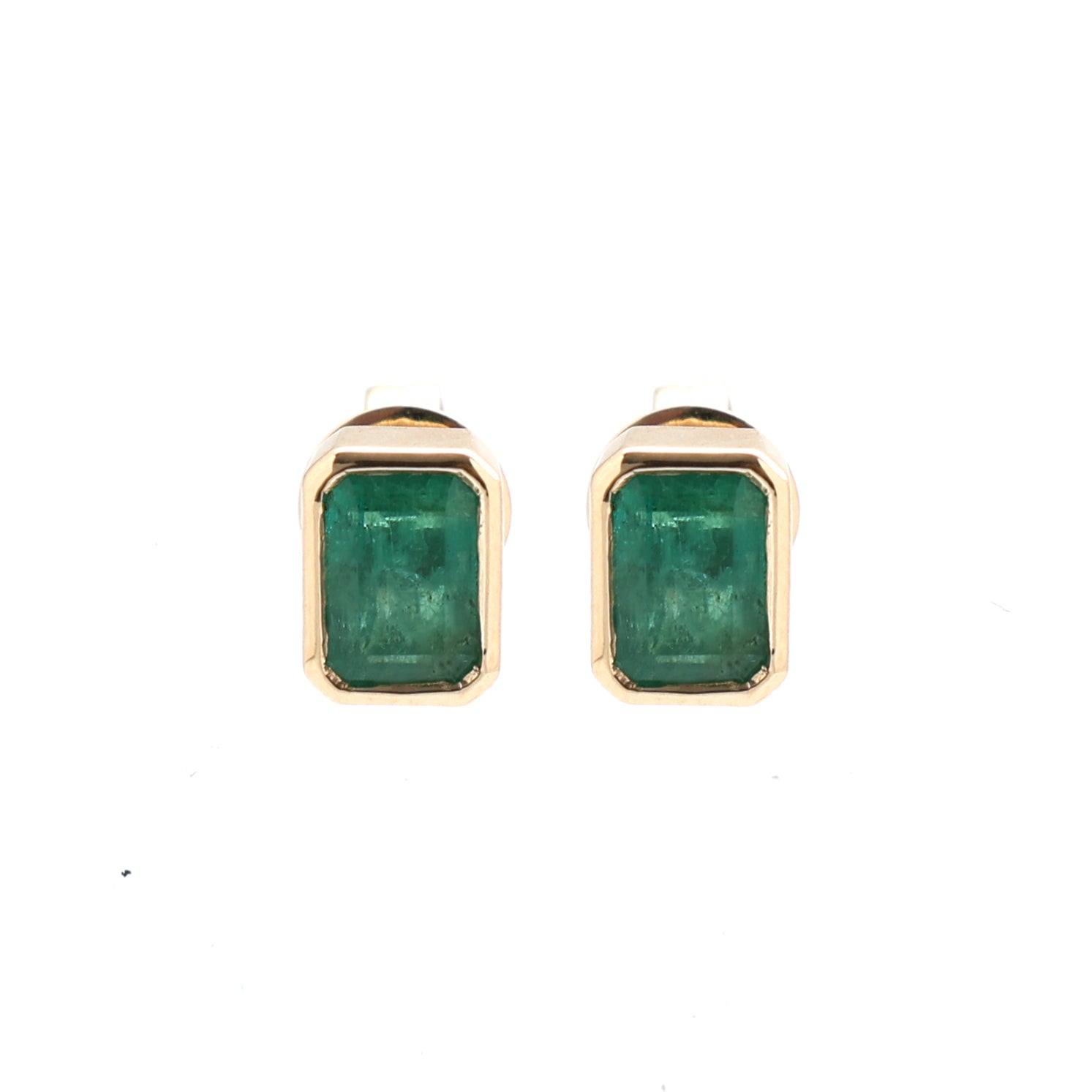 JPERG-1459/5891 Emerald Octagon 7X5 Studs Earring | 14K
