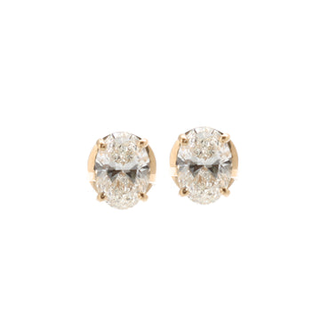 JPERG-1484/6012 Lab Grown Diamond Oval Prong Set Studs Earring | 14K
