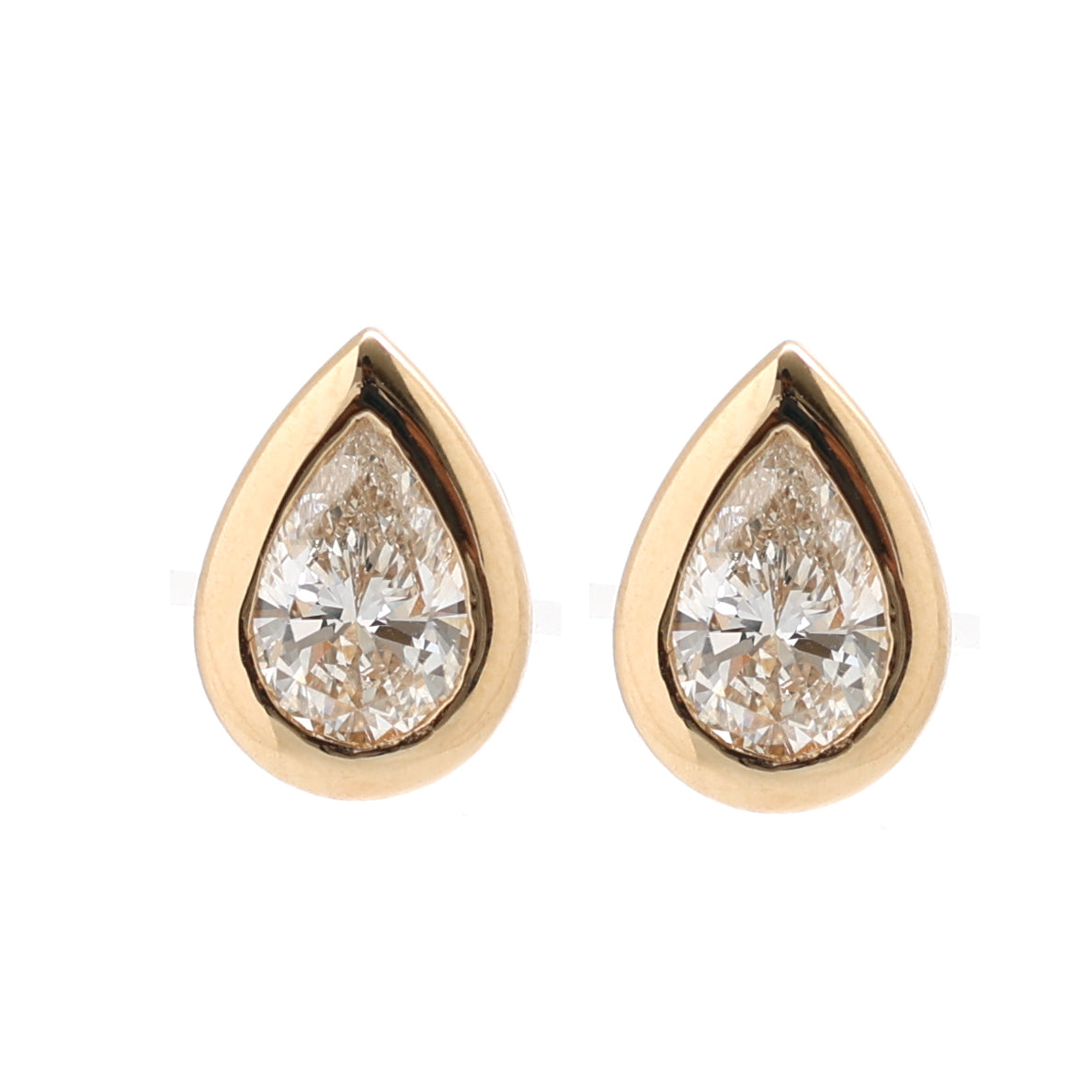 JPERG-1486/6014 Lab Grown Diamond Pear Bezel Set Studs Earring | 14K