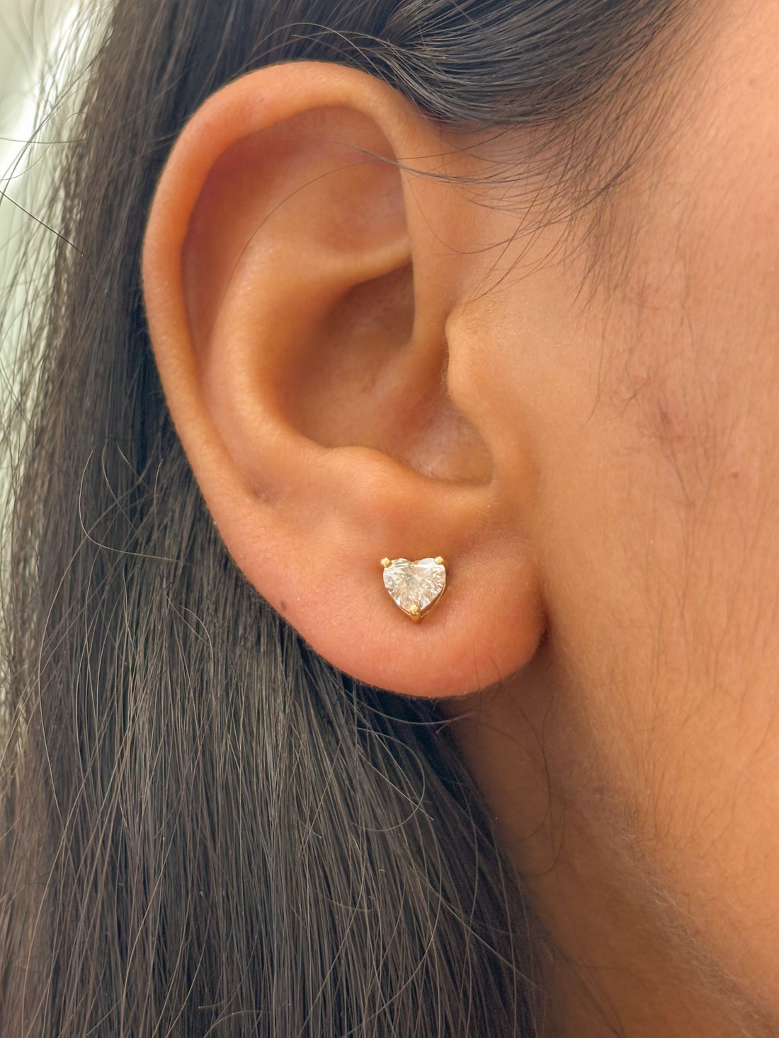 JPERG-1488/6016 Lab Grown Diamond Heart Prong Set Studs Earring | 14K