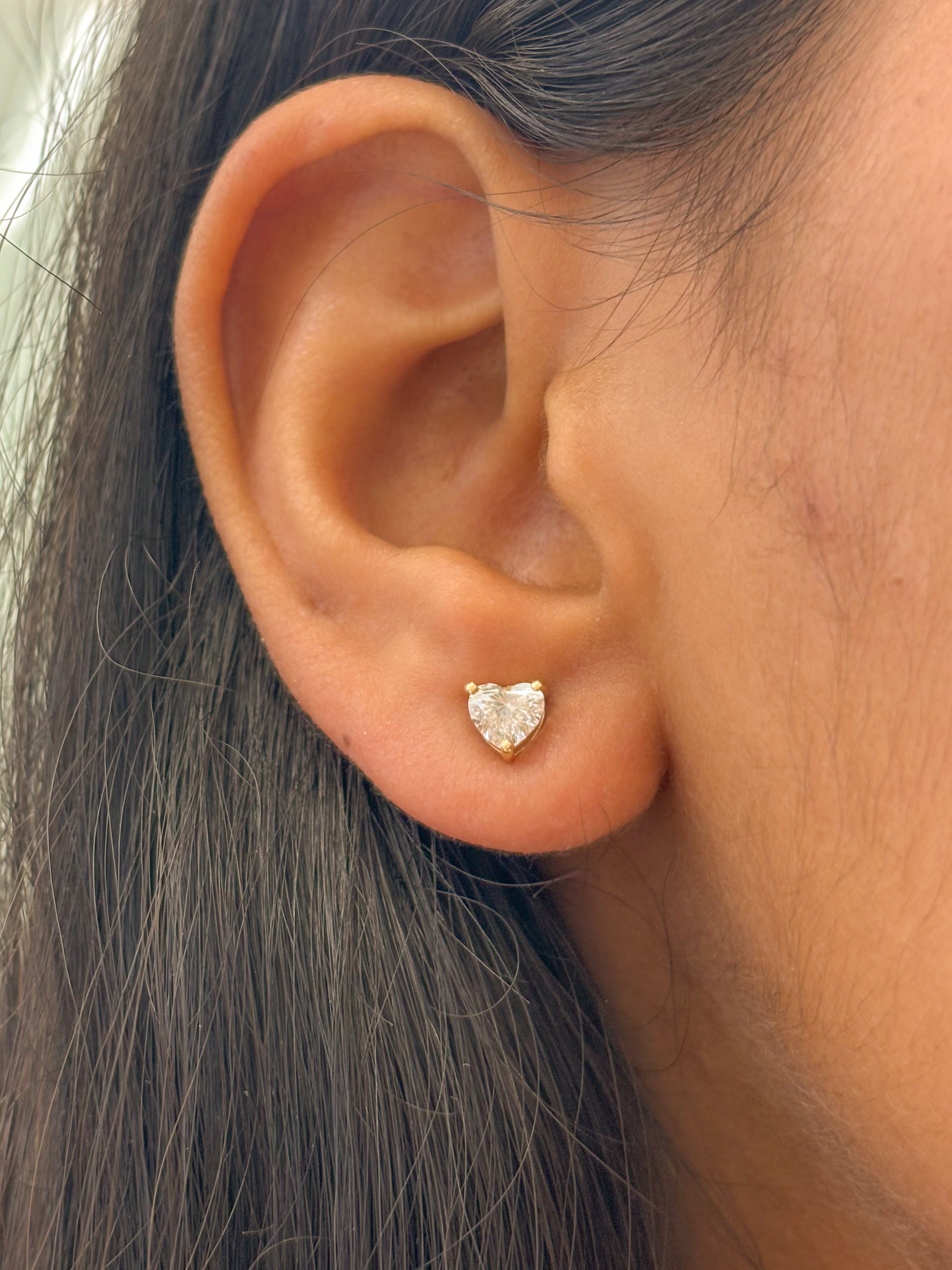 JPERG-1488/6016 Lab Grown Diamond Heart Prong Set Studs Earring | 14K