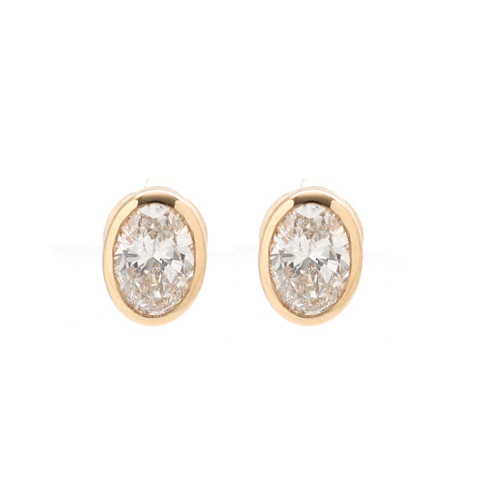 JPERG-1490/6018 Lab Grown Diamond Oval 7X5 Bezel Set Studs Earring | 14K