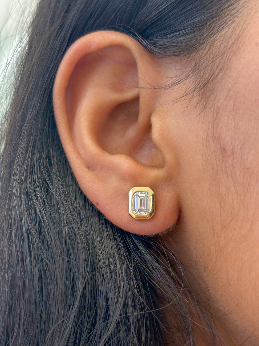 JPERG-1496/6023 Lab Grown Diamond Octagon Bezel Studs Earring | 14K