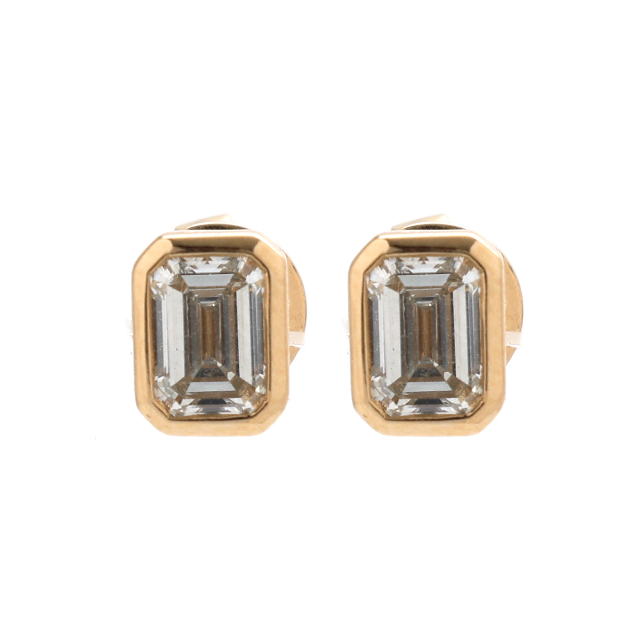 JPERG-1497/6025 Lab Grown Diamond Octagon Bezel Studs Earring | 14K