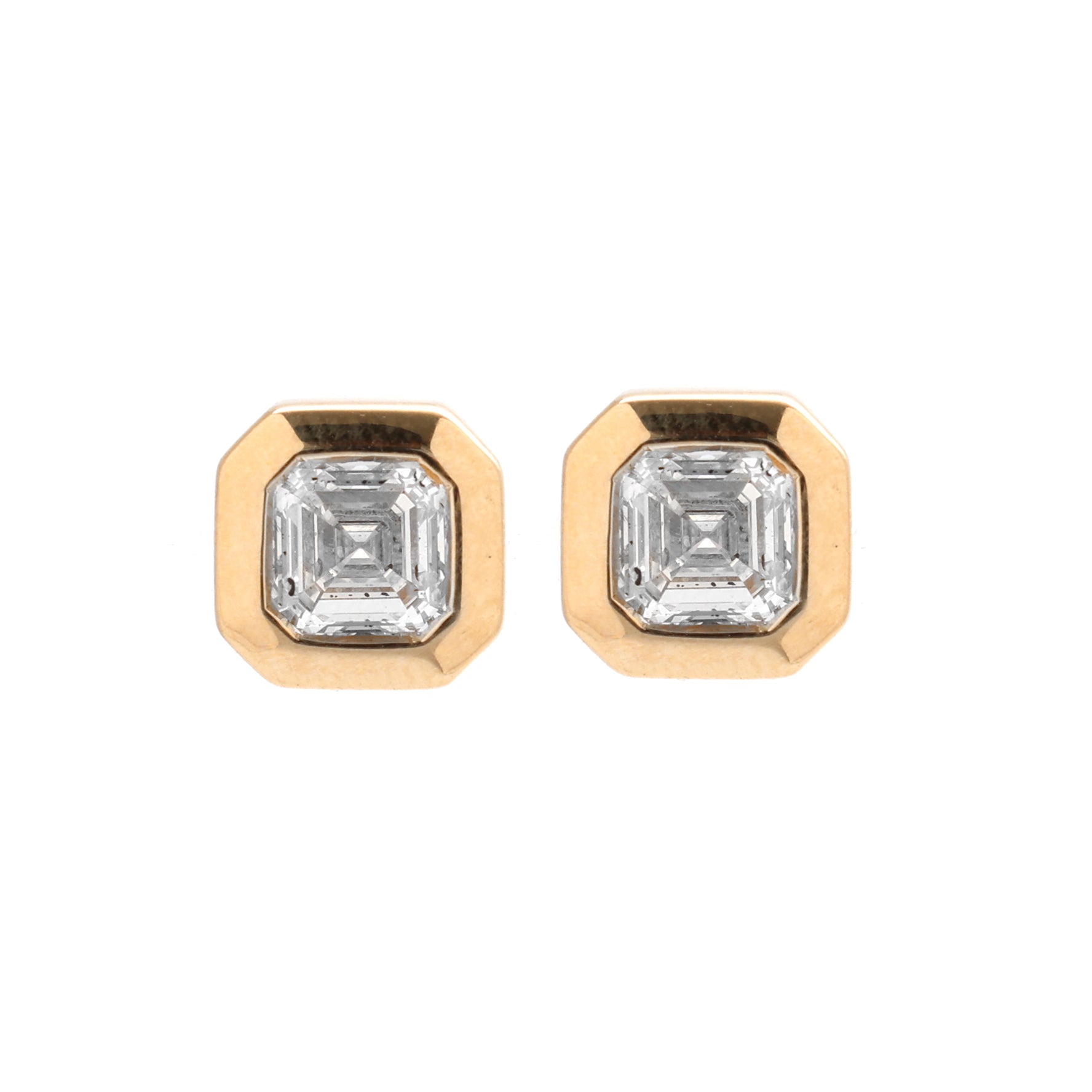 JPERG-1498/6026 Lab Grown Diamond Square Octagon Bezel Studs Earring | 14K