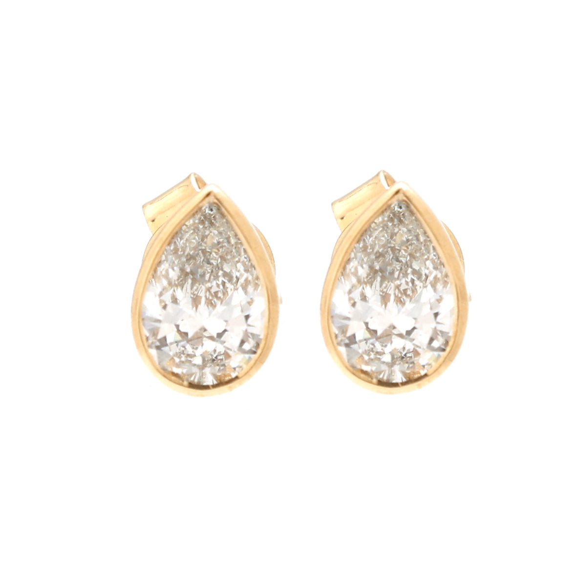 JPERG-1504/6059 Lab Grown Diamond Pear Bezel Studs Earring | 14K