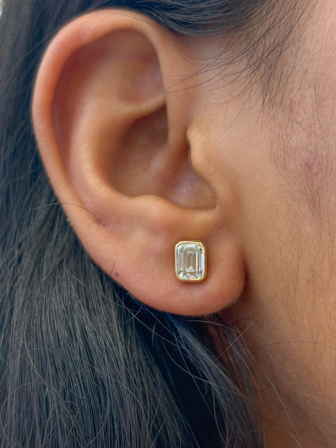 JPERG-1507/6061 Lab Grown Diamond Octagon Bezel Studs Earring | 14K