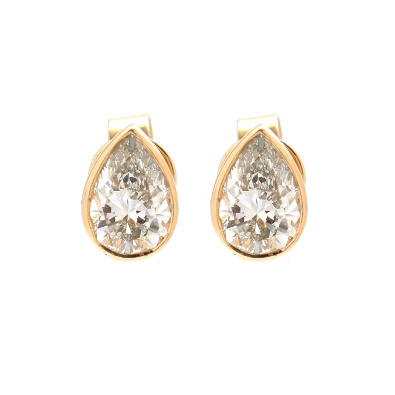 JPERG-1509/6063 Lab Grown Diamond Pear Bezel Studs Earring | 14K