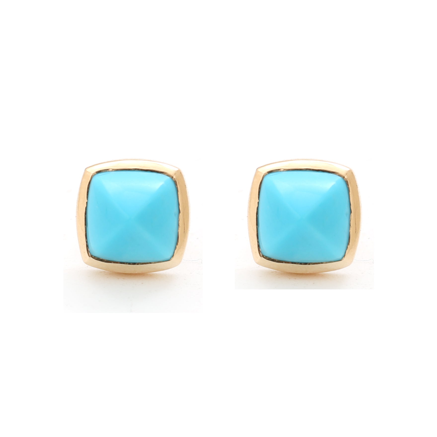 JPERG-1528/6111 Turquoise Sugar Loaf Studs Earring | 14K