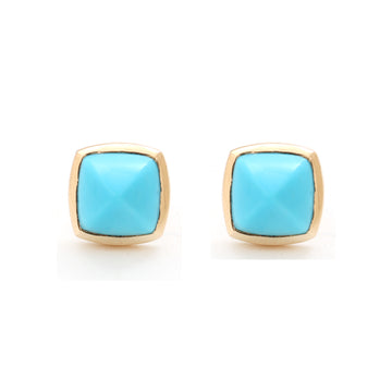JPERG-1528/6111 Turquoise Sugar Loaf Studs Earring | 14K