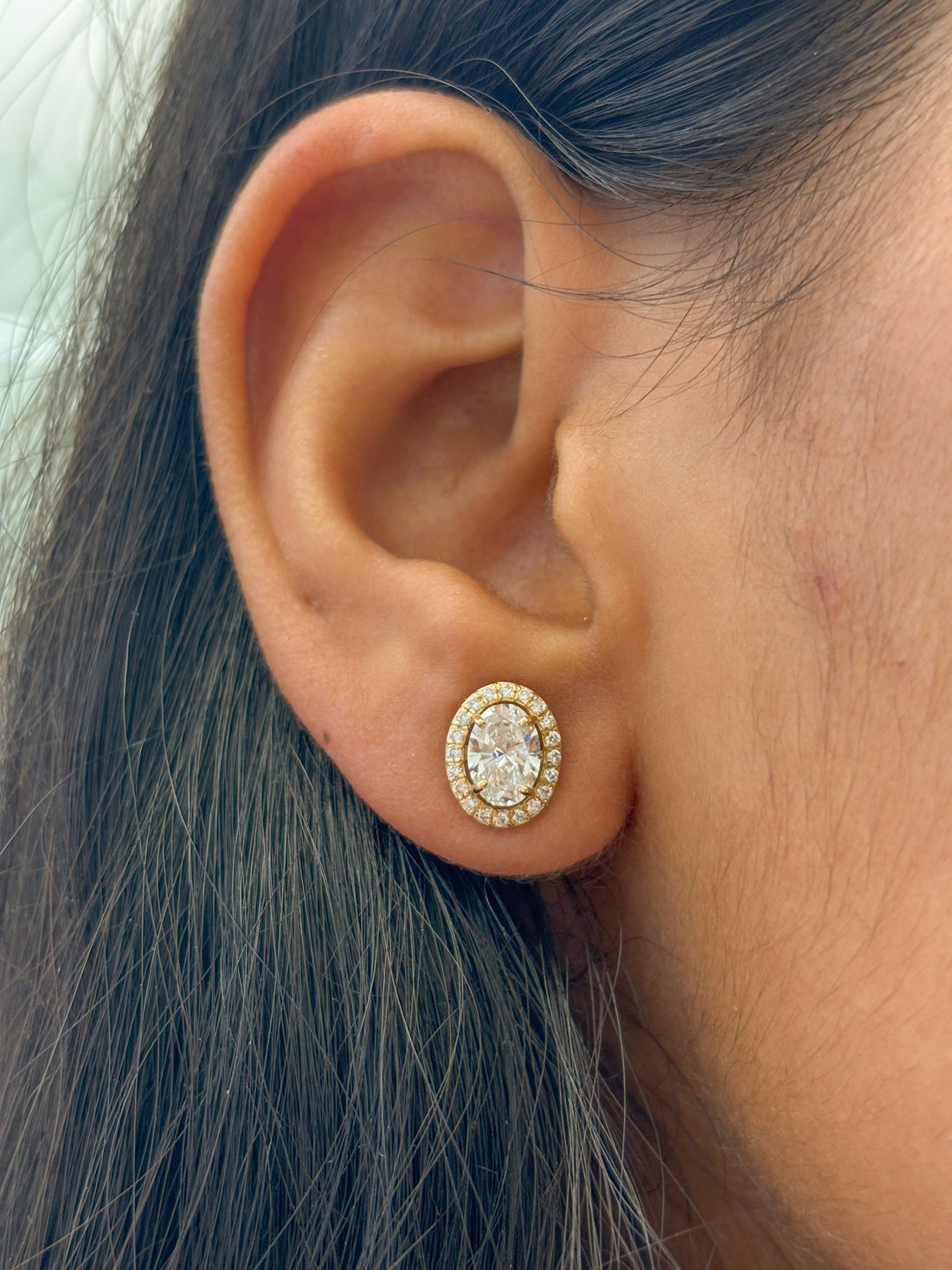 JPERG-1535/6144 Lab Grown Diamond Oval With Round Studs Earring | 14K