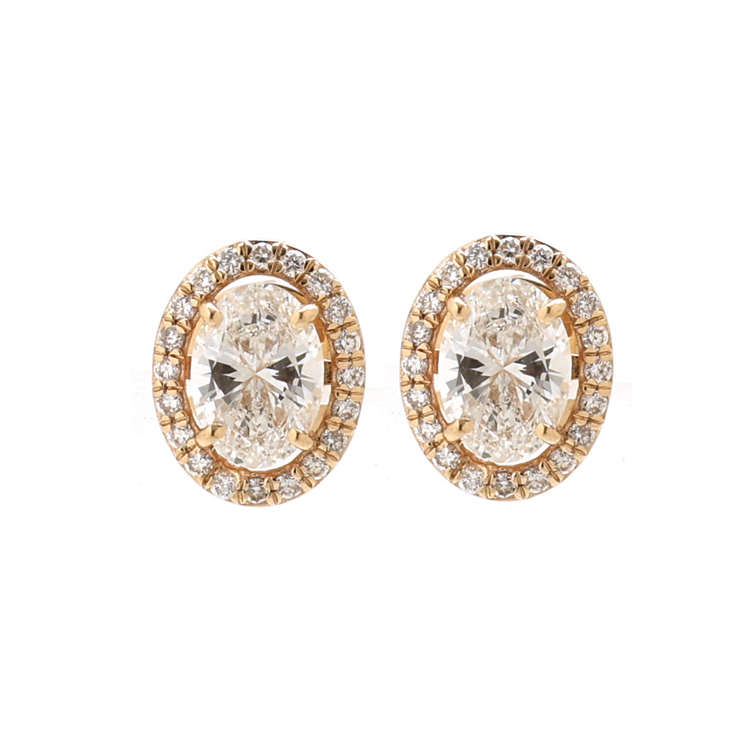 JPERG-1535/6144 Lab Grown Diamond Oval With Round Studs Earring | 14K