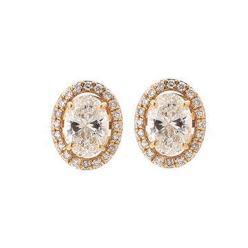 JPERG-1535/6144 Lab Grown Diamond Oval With Round Studs Earring | 14K