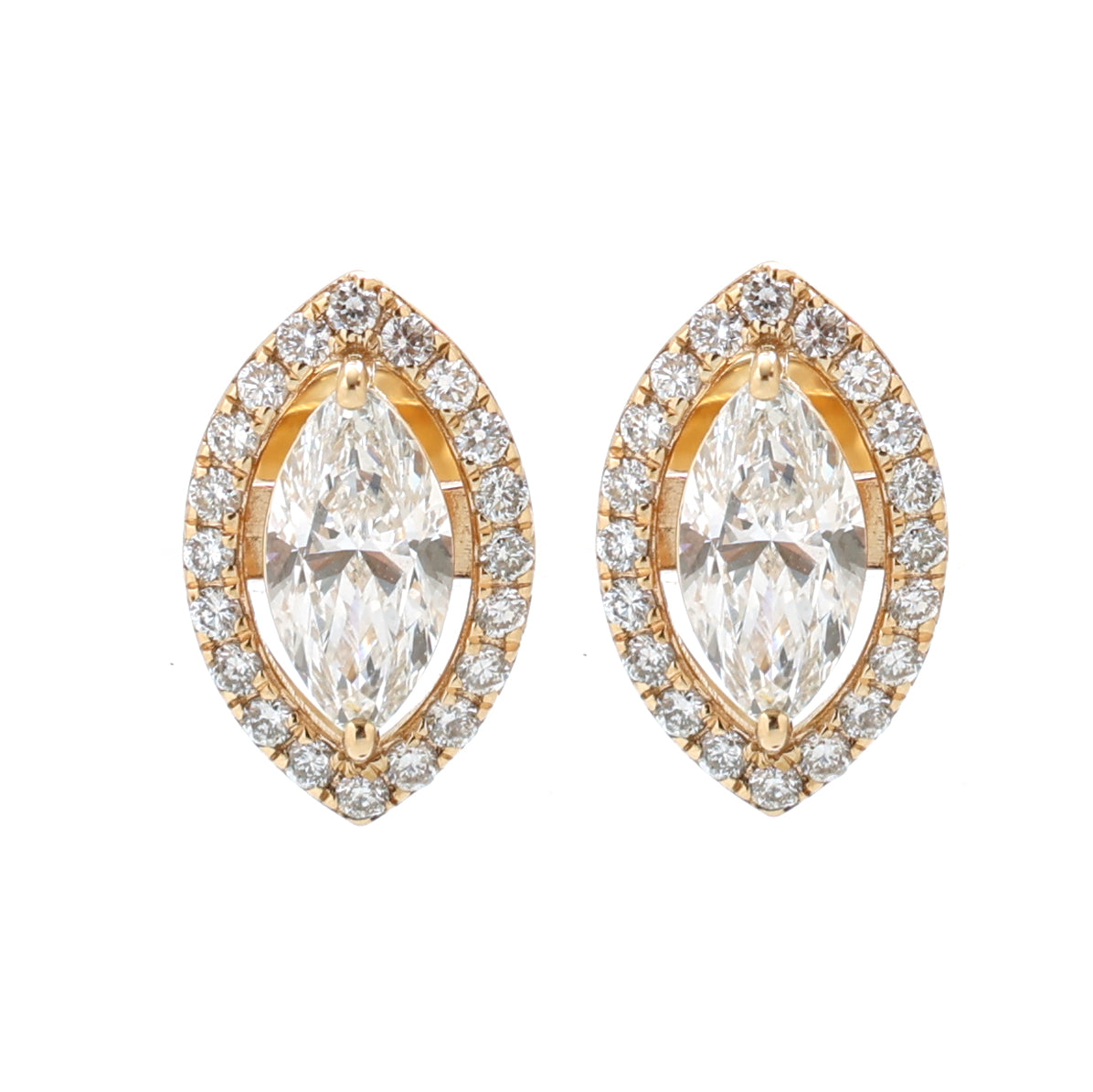 JPERG-1540/6158 Lab Grown Diamond Marquise With Round Studs Earring | 14K