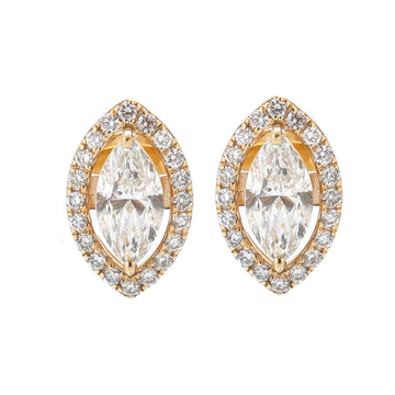 JPERG-1540/6158 Lab Grown Diamond Marquise With Round Studs Earring | 14K