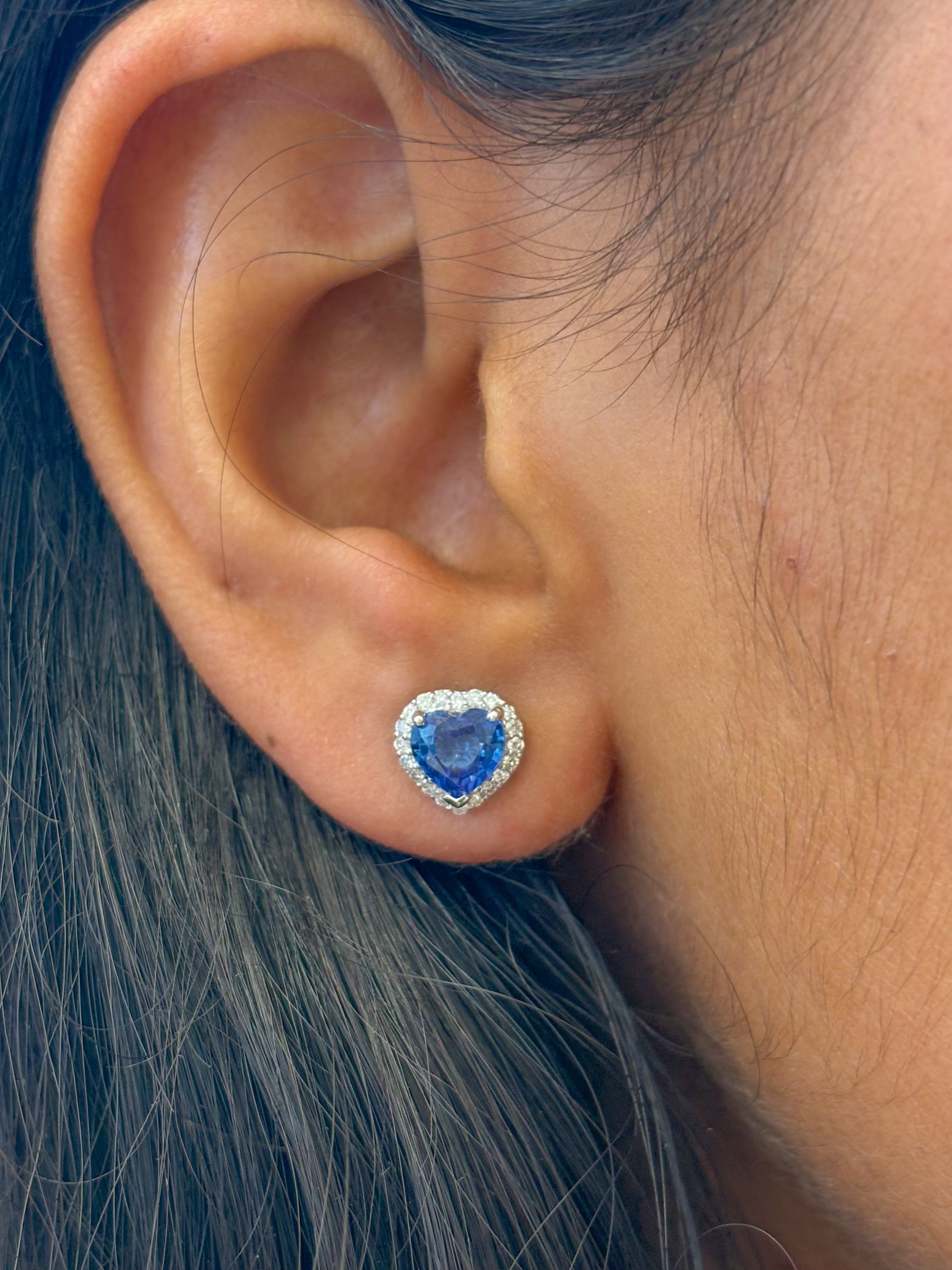 JPERG-163/1280 Blue Sapphire Studs Earring | 18K