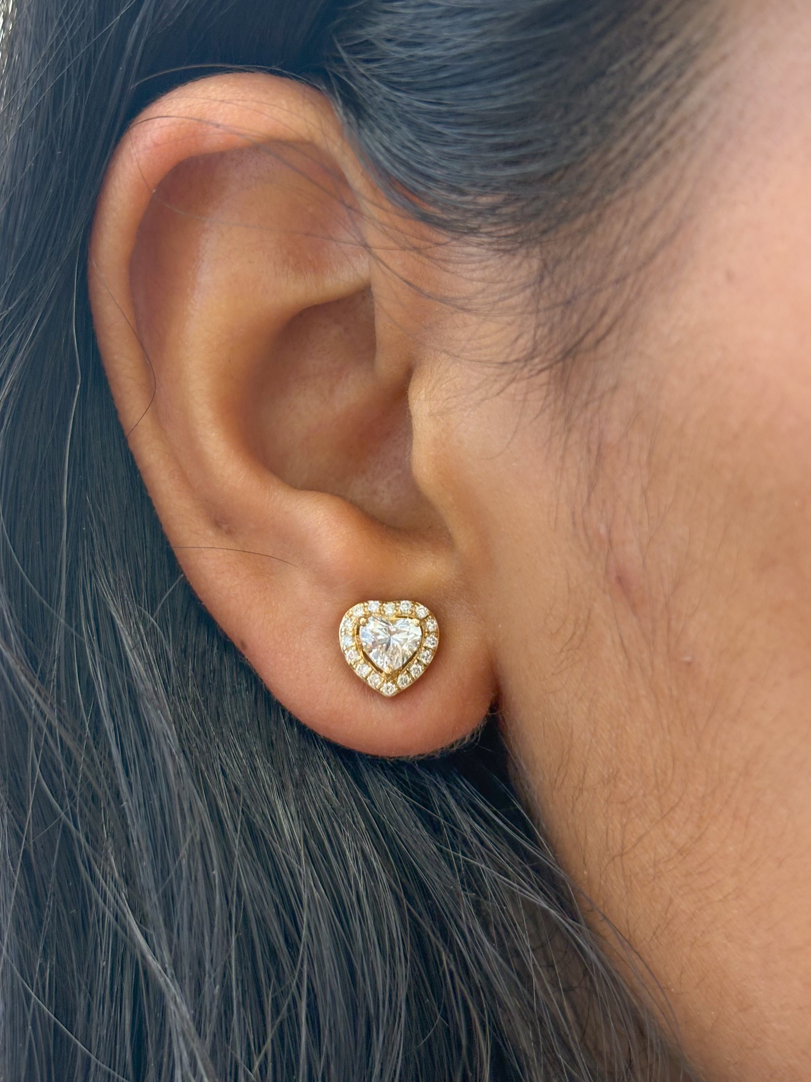 JPERG-1638/6518 Lab Grown Diamond Heart With Round Studs Earring | 14K