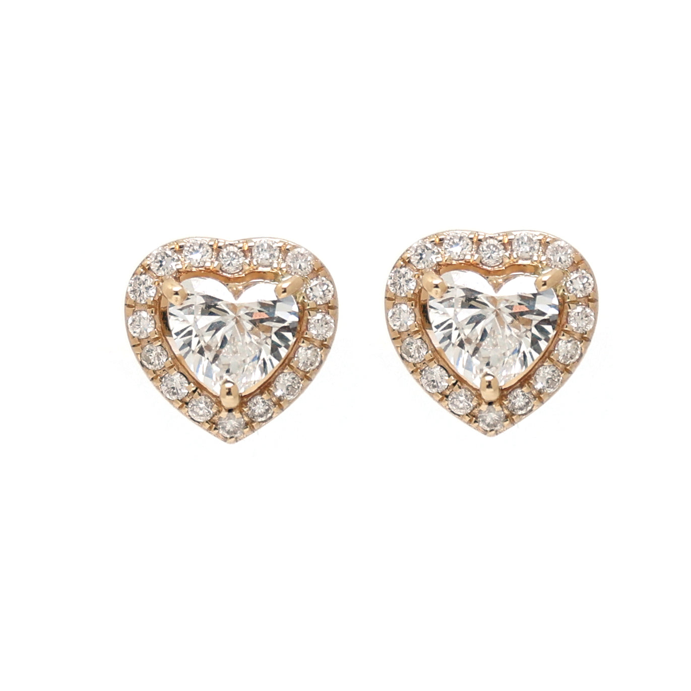 JPERG-1638/6518 Lab Grown Diamond Heart With Round Studs Earring | 14K