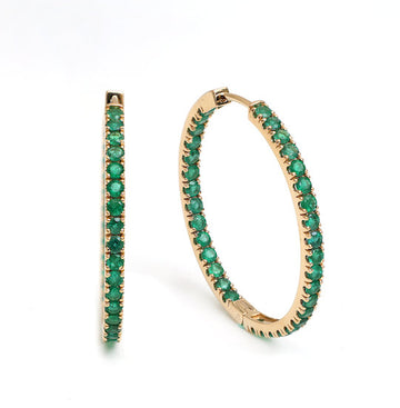 JPERG-1683/6572 Emerald Round 2.20Mm Hoops | 14K