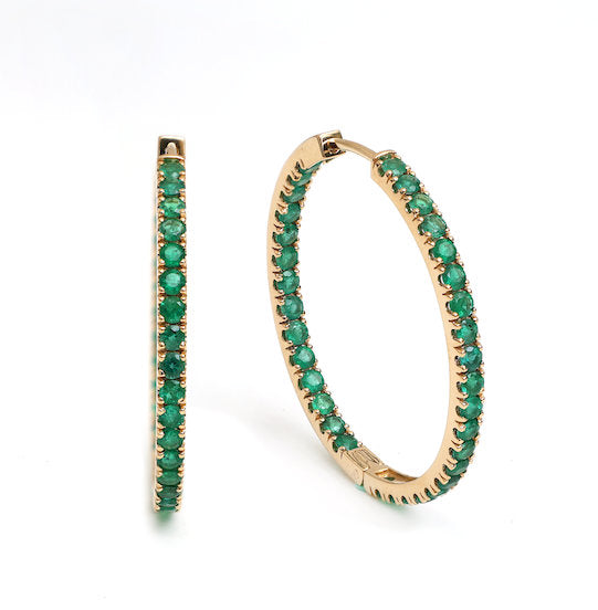 JPERG-1683/6572 Emerald Round 2.20Mm Hoops | 14K