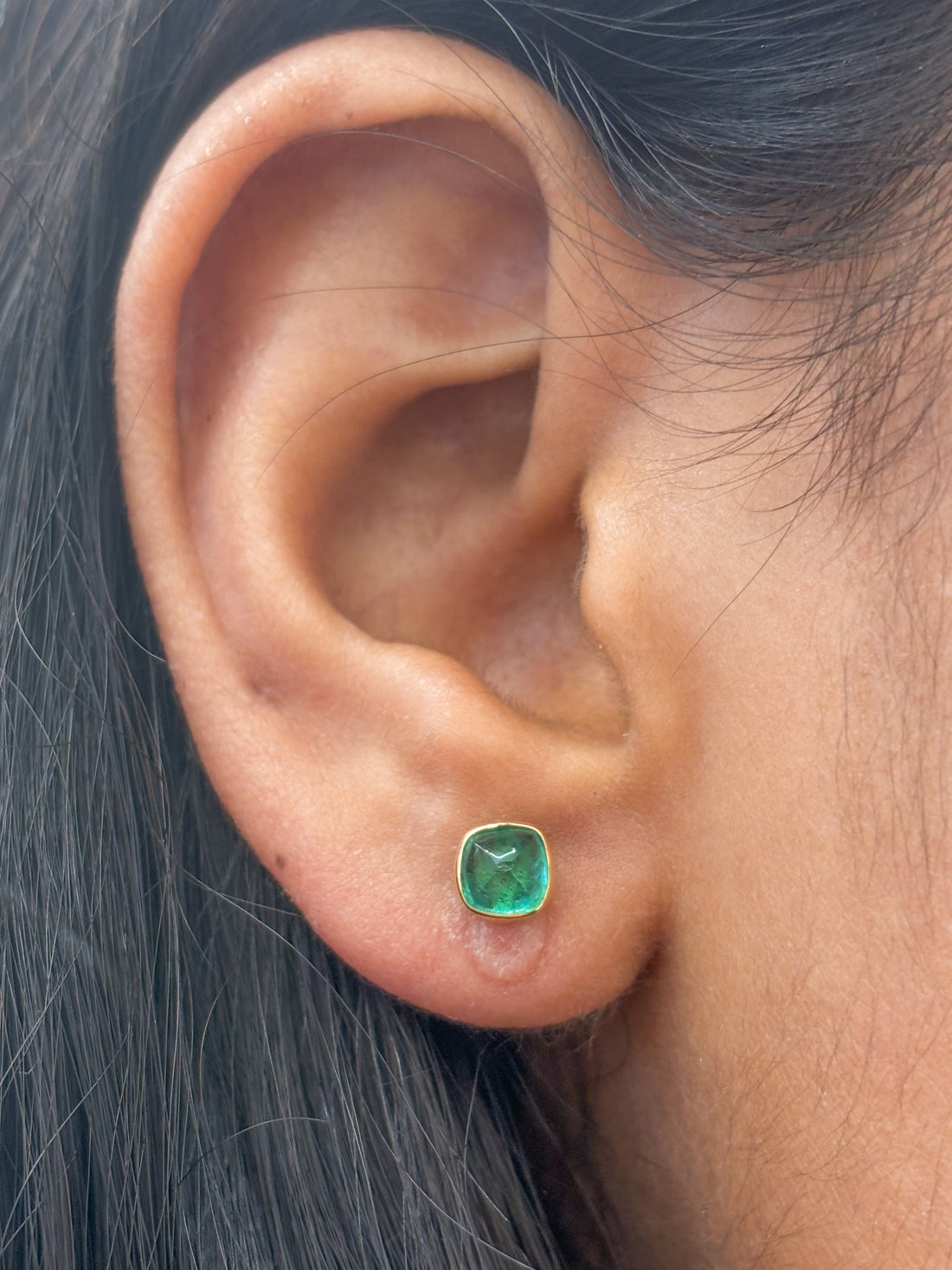 JPERG-1687/6587 Emerald Cushion Cab Studs Earring | 18K