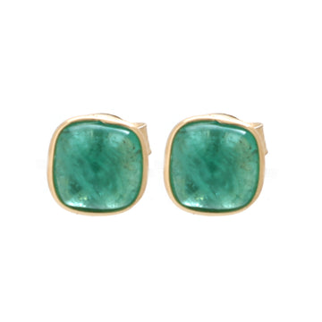 JPERG-1687/6587 Emerald Cushion Cab Studs Earring | 18K