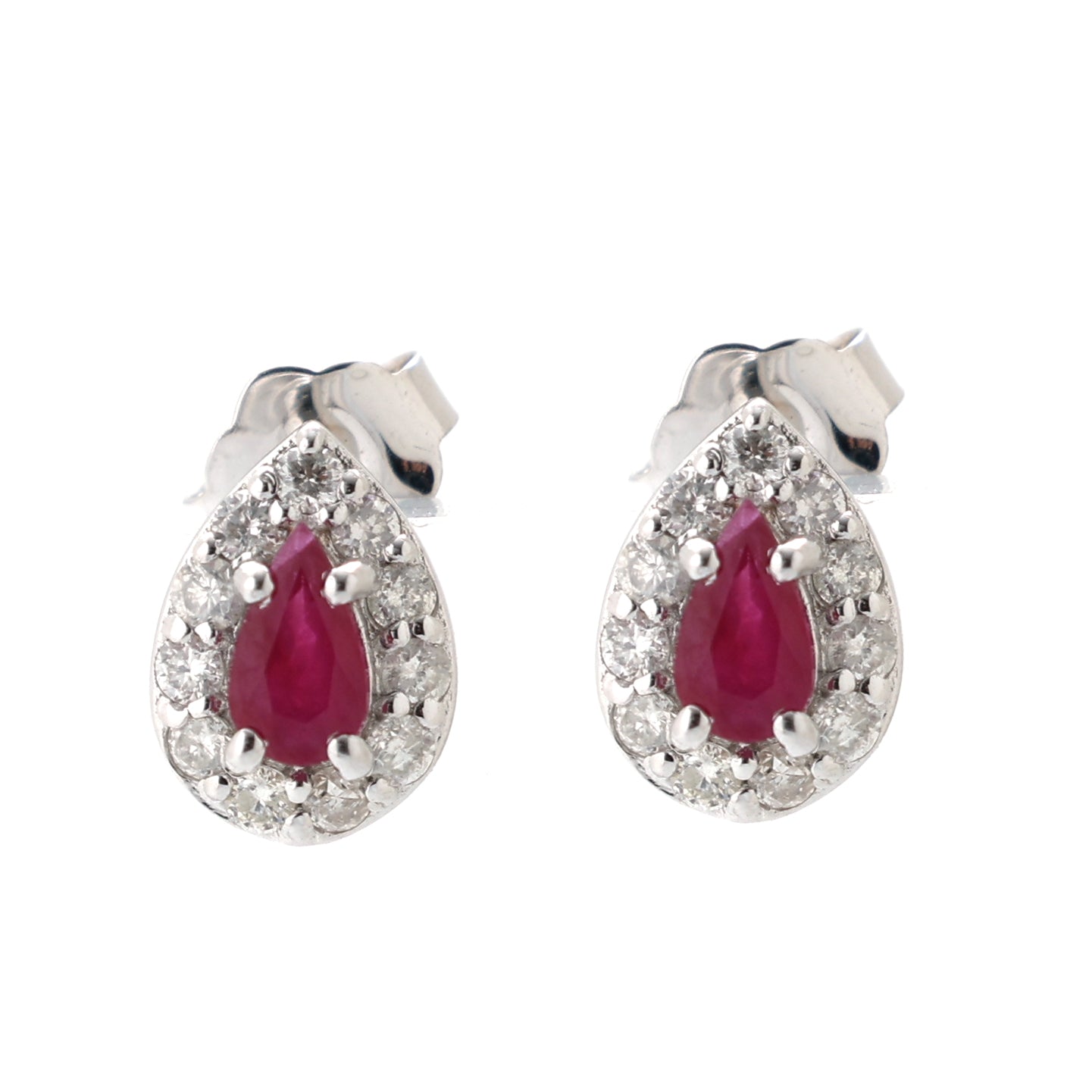 JPERG-1689/6589 Ruby Pear With Diamond Studs Earring | 14K
